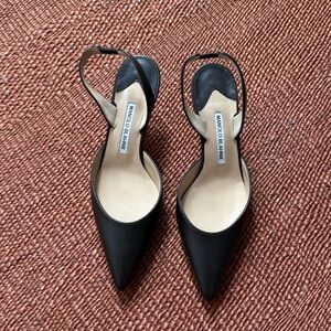 Manolo Blahnik Black and Cream Heels